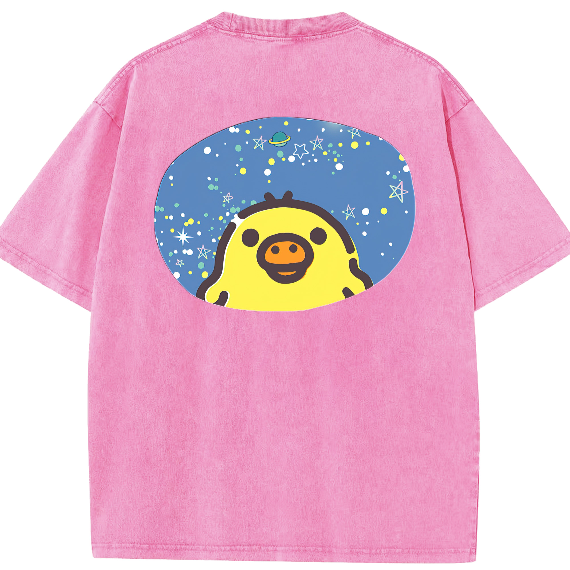 （画像用） リラックマ リラックマ キイロイトリ Rilakkuma Korilakkuma Kiiroitori 綿100% ヴィンテージ風 半袖Tシャツ（背面プリント）